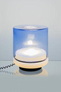 LA MURRINA - Lampada da tavolo in vetro lattimo e vetro trasparente colorato. Anni '90