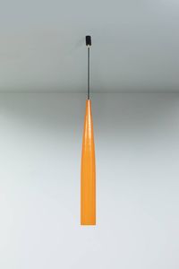 ALESSANDRO PIANON - Lampada a sospensione in vetro colorato e incamiciato opalino. Prod. Vistosi fine anni '50 h cm 101