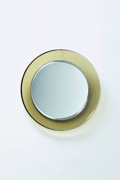 FONTANA ARTE : Specchio di forma rotonda in cristallo. Anni '50 diam cm 65  - Asta Asta 193 Design - Associazione Nazionale - Case d'Asta italiane