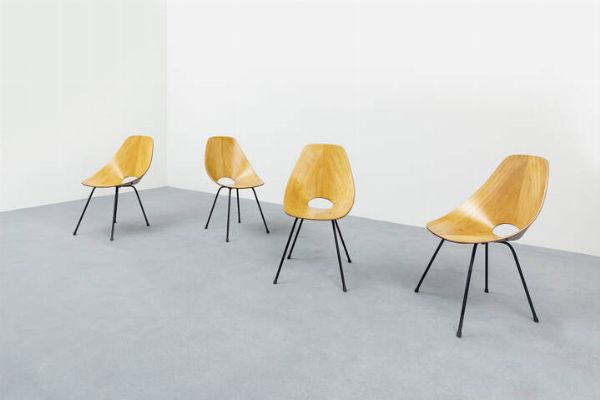 VITTORIO NOBILI : Quattro sedie mod. Medea  - Asta Asta 193 Design - Associazione Nazionale - Case d'Asta italiane