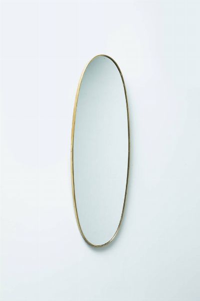 PRODUZIONE ITALIANA : Specchiera ovale con bordo in ottone  Anni '50 cm 141 50x50  - Asta Asta 193 Design - Associazione Nazionale - Case d'Asta italiane