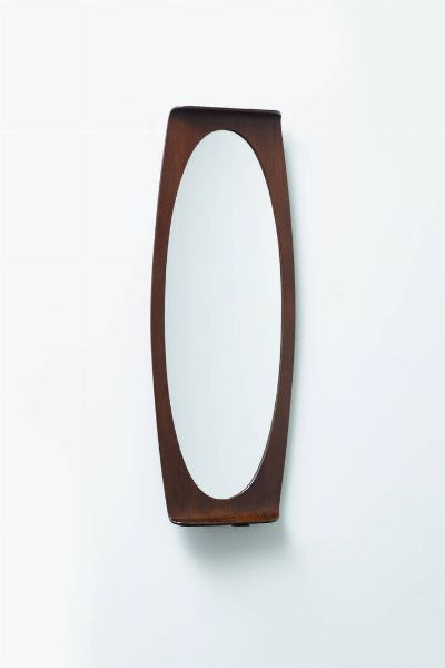 CAMPO & GRAFFI : Specchiera con cornice in compensato curvato. Anni '60 cm 121x46  - Asta Asta 193 Design - Associazione Nazionale - Case d'Asta italiane