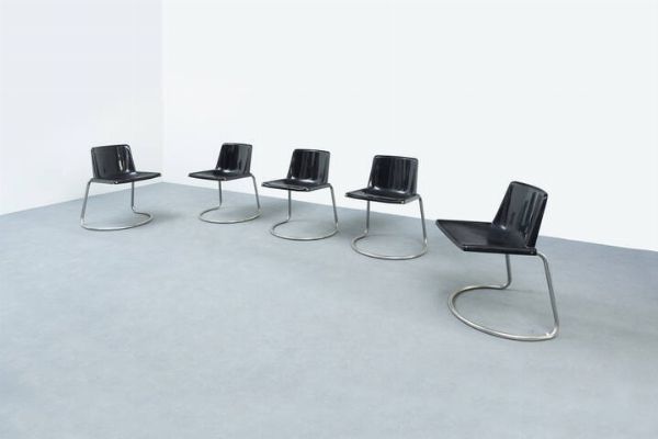 GIOTTO STOPPINO : Cinque sedie mod. Alessia  - Asta Asta 193 Design - Associazione Nazionale - Case d'Asta italiane