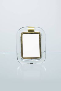 SEGUSO - Portafotografie con cornice in vetro trasparente  montautra in ottone. Anni '50 cm 27x20