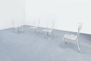 GIO PONTI Milano 1891 - 1979 - Quattro sedie da giardino in metallo verniciato. Prod. Casa & Giardino anni '50 cm 83x50x48
