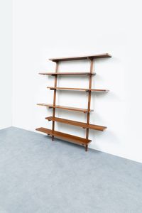 PRODUZIONE ITALIANA - Libreria modulare in legno di noce. Anni '50 cm 203x170x23