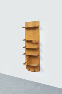 PRODUZIONE ITALIANA - Libreria sospesa in legno chiaro. Anni '50 cm 167x59x22
