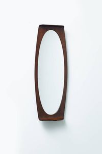 CAMPO & GRAFFI - Specchiera con cornice in compensato curvato. Anni '60 cm 121x46