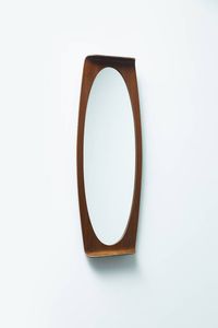 CAMPO & GRAFFI - Specchiera con cornice in compensato curvato. Anni '60 cm 122x47