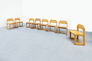 ILMARI TAPIOVAARA - Otto sedie in legno di frassino. Prod. F.lle Montina anni '70 cm 74x74x41