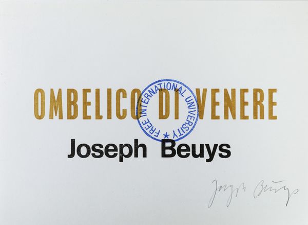 JOSEPH BEUYS : Ombelico di venere  - Asta Multipli e Grafiche del XX Secolo | Cambi Time - Associazione Nazionale - Case d'Asta italiane
