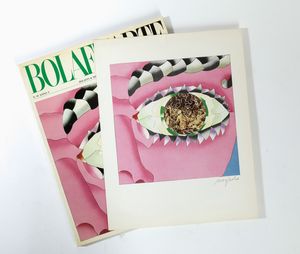 Ugo Nespolo - Riproduzione fotolitografica dellopera espressamente eseguita per la serie i Cinque Sensi di Bolaffiarte del 1974