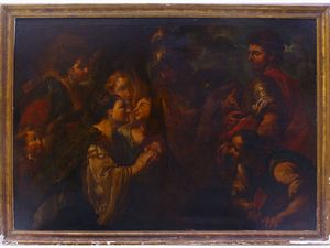 Scuola veneta del XVII/XVIII secolo - Alessandro Magno riceve l'omaggio dalla famiglia di Dario III all'indomani della battaglia di Isso