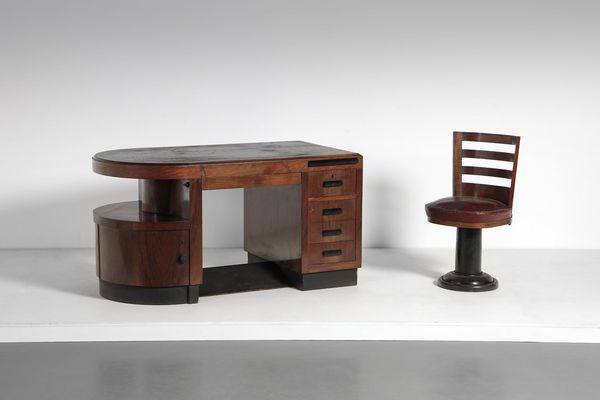 ZAVANELLA  RENZO (1900 - 1988) : Scrivania con sedia  - Asta Asta 342 | Design (tradizionale) - Associazione Nazionale - Case d'Asta italiane