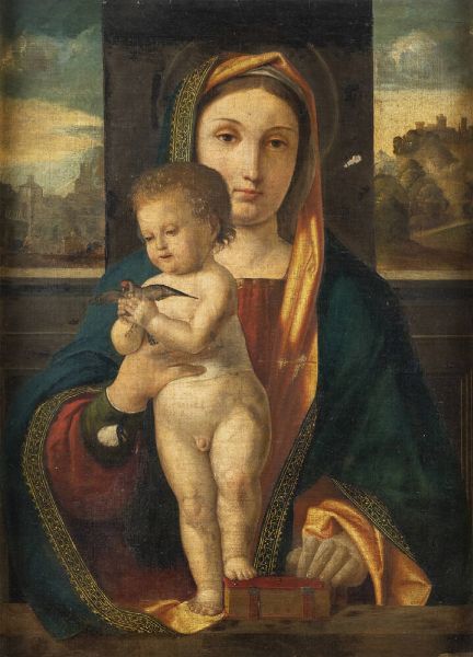 PITTORE ANONIMO DEL XIX SECOLO : Madonna con Bambino  - Asta Asta 194 Dipinti e sculture - Associazione Nazionale - Case d'Asta italiane