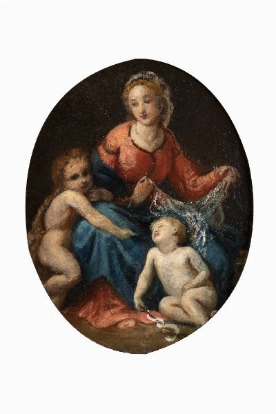 PITTORE ANONIMO DEL XVII SECOLO : Madonna con bambino  - Asta Asta 194 Dipinti e sculture - Associazione Nazionale - Case d'Asta italiane
