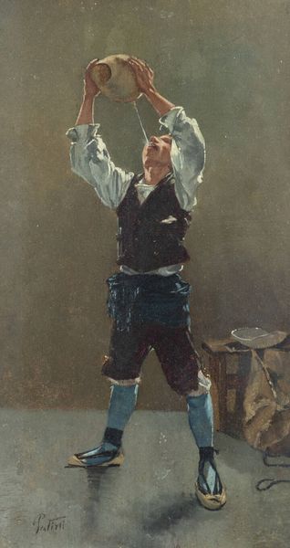 TEOFILO PATINI Castel di Sangro (AQ) 1840 - 1906 Napoli : Uomo che beve  - Asta Asta 194 Dipinti e sculture - Associazione Nazionale - Case d'Asta italiane