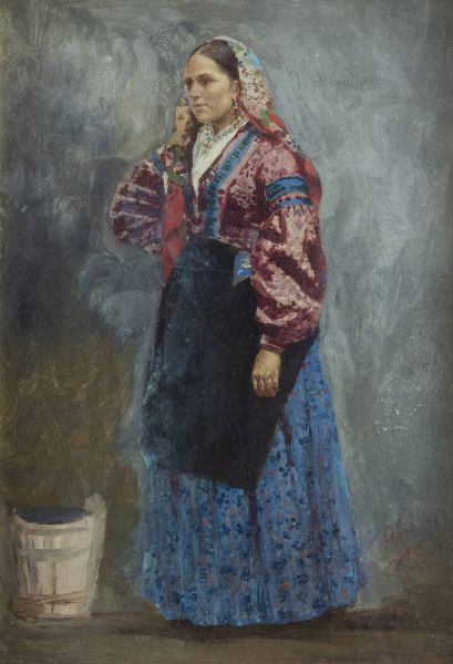 PITTORE ANONIMO Fine XIX secolo : Donna in costume  - Asta Asta 194 Dipinti e sculture - Associazione Nazionale - Case d'Asta italiane
