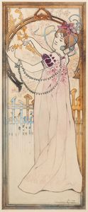 GUSTAVE ADOLPHE MOSSA Nizza (Francia) 1883 - 1971 - Figura femminile primissimi del '900