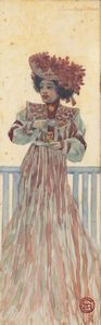 GUSTAVE ADOLPHE MOSSA Nizza (Francia) 1883 - 1971 - Donna con tazzina da the primissimi del '900