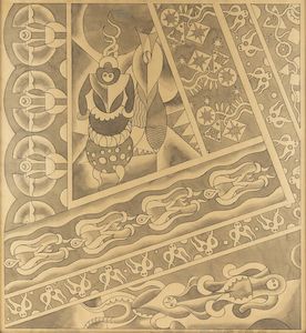FORTUNATO DEPERO Fondo (TN) 1892 - 1960 Rovereto (TN) - Fiori  polipi e maschera di caucci 1919