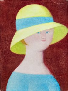 ANTONIO BUENO Berlino (Germania) 1918 - 1984 Firenze - Figura con cappello (giallo) 1983