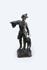 HIPPOLYTE FRANCOIS MOREAU Francia 1832 - 1927 - Soldato con cane