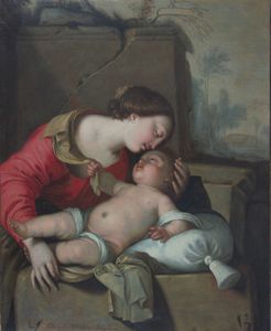 LAURENT DE LA HIRE Parigi 1606 - 1656 - Madonna con Bambino 1642