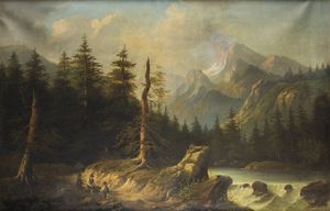 ALEXANDRE CALAME Vevey (Svizzera) 1810 - 1864 Mentone (Francia) - Boscaioli