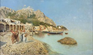 RUBENS SANTORO Mongrassano (CS) 1859 - 1942 Napoli - Capri  Marina Grande 1880
