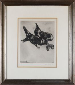 CHAGALL MARC (1887 - 1985) - Fables de la Fontaine. L'aigle et l'escargot.