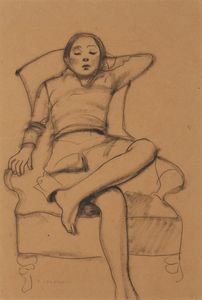 CASORATI FELICE (1883 - 1963) - Bambina seduta.