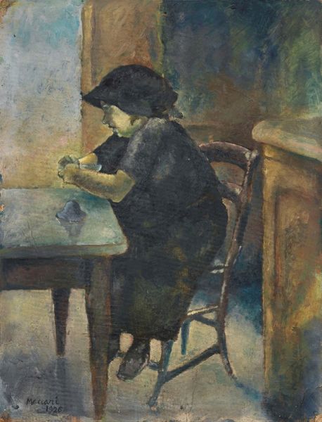 Donna seduta al tavolo  - Asta Arte Moderna e Contemporanea - Associazione Nazionale - Case d'Asta italiane