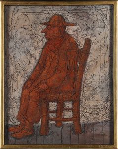 GNOLI DOMENICO (1933 - 1970) - Piccolo uomo con sciarpa rossa.