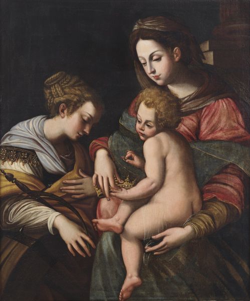 AZZOLINO GIOVANNI BERNARDINO (1572 - 1645) : Madonna con bambino e Santa Caterina d'Alessandria.  - Asta ASTA 345 ARTE ANTICA  - Associazione Nazionale - Case d'Asta italiane