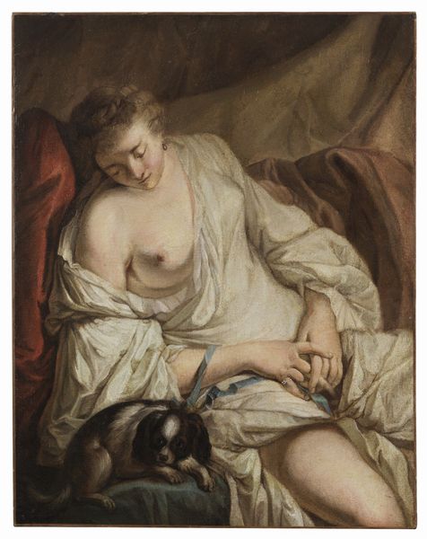 ARTISTA DEL XVIII SECOLO : Ritratto di donna dormiente con cane.  - Asta ASTA 345 ARTE ANTICA  - Associazione Nazionale - Case d'Asta italiane