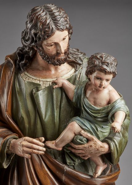 SCULTORE DEL XVIII SECOLO : San Giuseppe con Cristo Bambino in legno policromo.  - Asta ASTA 345 ARTE ANTICA  - Associazione Nazionale - Case d'Asta italiane
