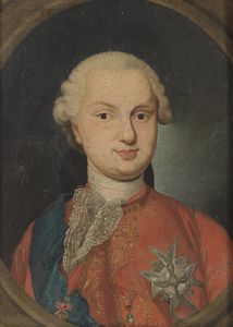 ARTISTA FRANCESE DEL XVIII SECOLO - Ritratto di Luigi XVI in giovane età, con insegne dell'ordine del Toson d'oro e dell'ordine del Santo Spirito.