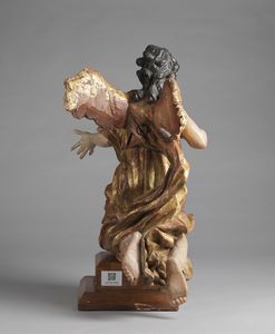 HEINZ GEORG ANTON (1698 - 1759) : Angelo in legno policromo e parzialmente dorato.  - Asta ASTA 345 ARTE ANTICA  - Associazione Nazionale - Case d'Asta italiane
