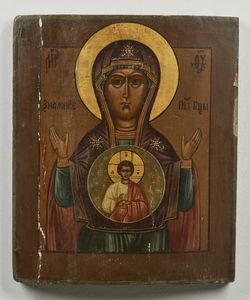 Icona russa del XIX secolo - Madre di Dio del Segno.