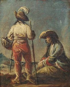 SIMONINI FRANCESCO (1686 - 1753) : Coppia di dipinti raffiguranti popolani.  - Asta ASTA 345 ARTE ANTICA  - Associazione Nazionale - Case d'Asta italiane