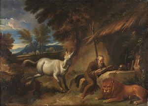 MULIER DETTO CAVALIER TEMPESTA PIETRO  (1637 - 1701) - San Gerolamo e il leone.