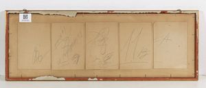 CAMPI GIACOMO (1846 - 1921) : Dipinto composto da cinque fogli raffiguranti macchiette milanesi.  - Asta ASTA 346 ARTE DEL XIX SECOLO DA UNA COLLEZIONE LOMBARDA E ALTRE COMMITTENZE - Associazione Nazionale - Case d'Asta italiane