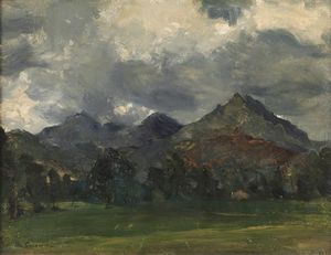CALDERINI MARCO (1850 - 1941) - Paesaggio montano.