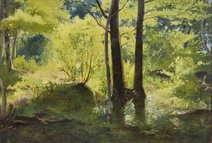 CHIALIVA LUIGI (1842 - 1914) - Paesaggio boschivo.