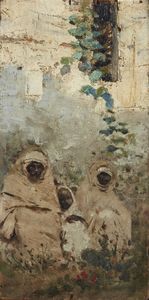 FORTUNY MARIANO (1838 - 1874) - Paesaggio con personaggi marocchini.