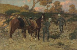 BARISON GIUSEPPE (1853 - 1930) - Soldati austriaci in perlustrazione.