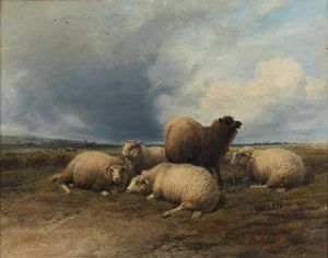 COOPER THOMAS SIDNEY (1803 - 1902) - Paesaggio con mufloni.