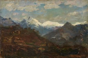 TALLONE  CESARE (1853 - 1919) - Paesaggio montano.