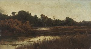 MANCINI CARLO (1829 - 1910) - Paesaggio autunnale.